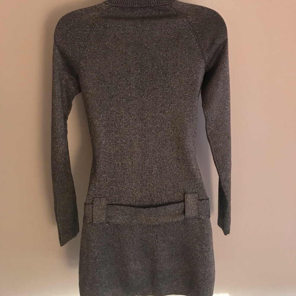 INC  silver Shimmer belted turtleneck tunic sweater dress Sm - Picture 7 of 7